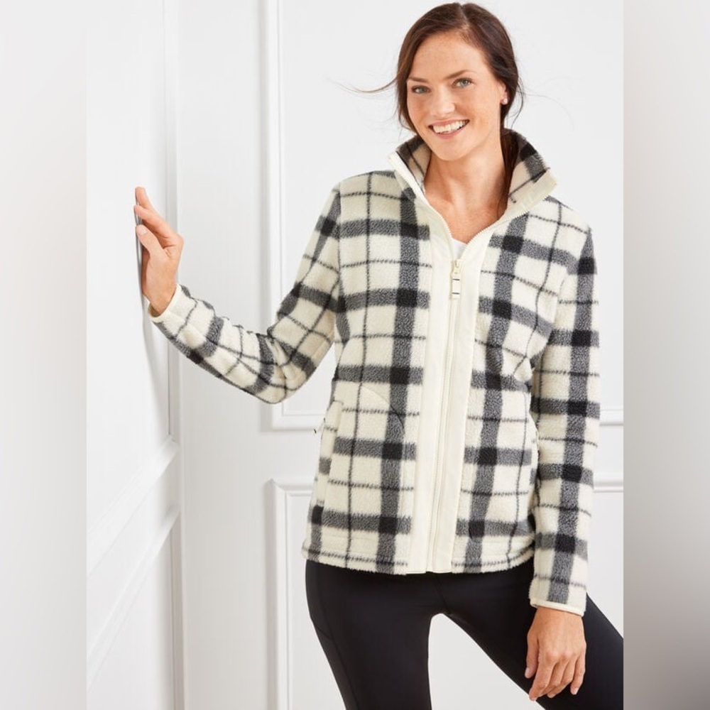 T by Talbots Merry Plaid Cozy Sherpa Jacket size 2X